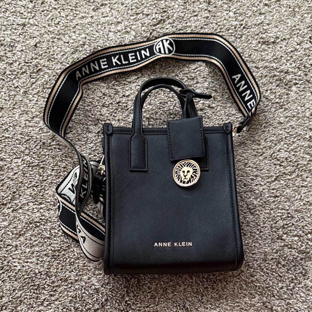 Anne Klein Black Mini Bag with Gold Accents